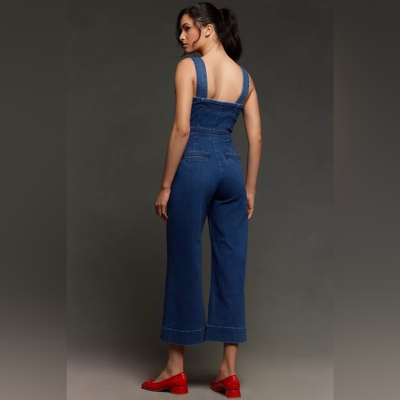 Anthropologie Maeve The Colette Portside Button-Front Jumpsuit Denim Edition - Picture 2 of 16